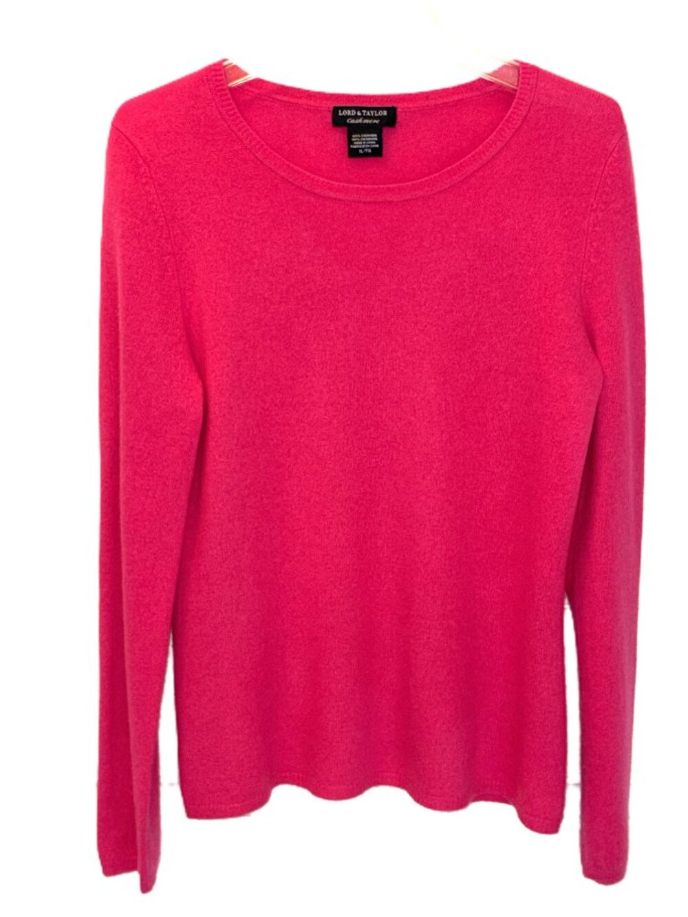 Lord & Taylor 100% Cashmere Round Neck Pullover Sweater Bright Pink Fits Medium